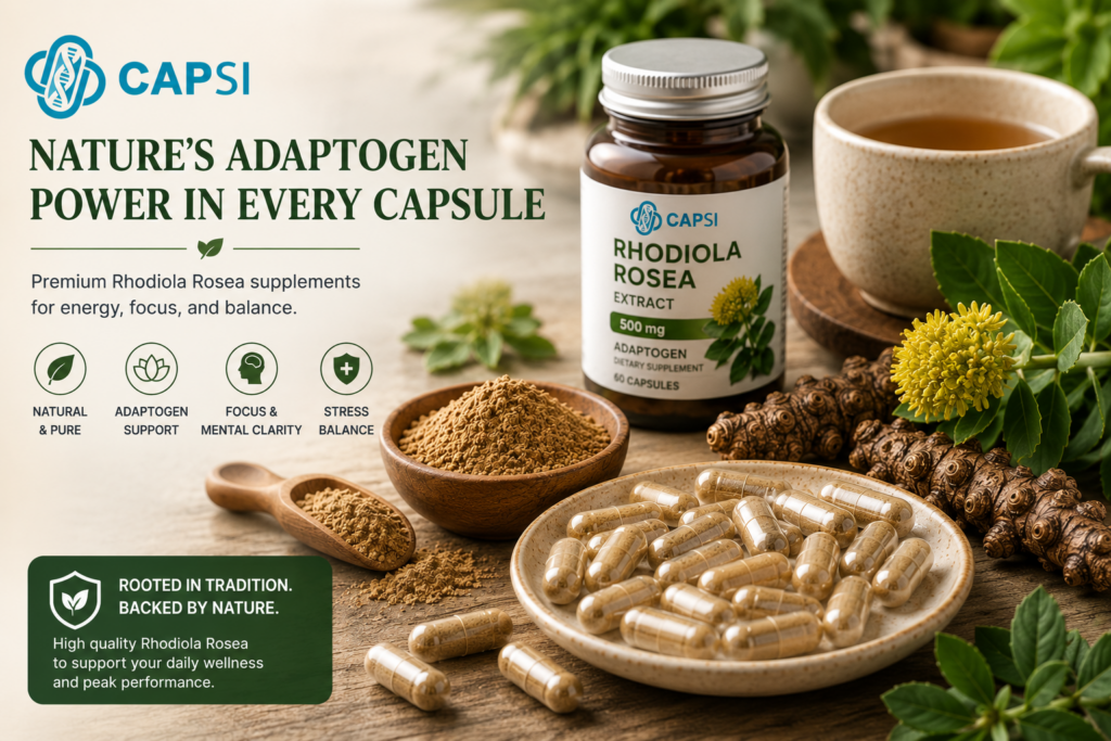 Rhodiola Rosea herbal supplement lifestyle image