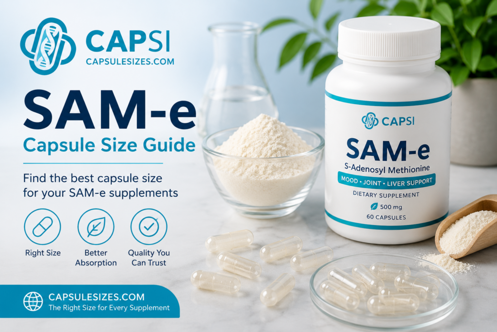Best capsule size for SAM-e powder with empty capsules and supplement setup