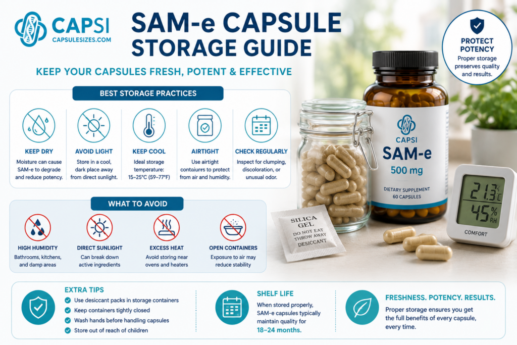 Proper storage guide for SAM-e capsules