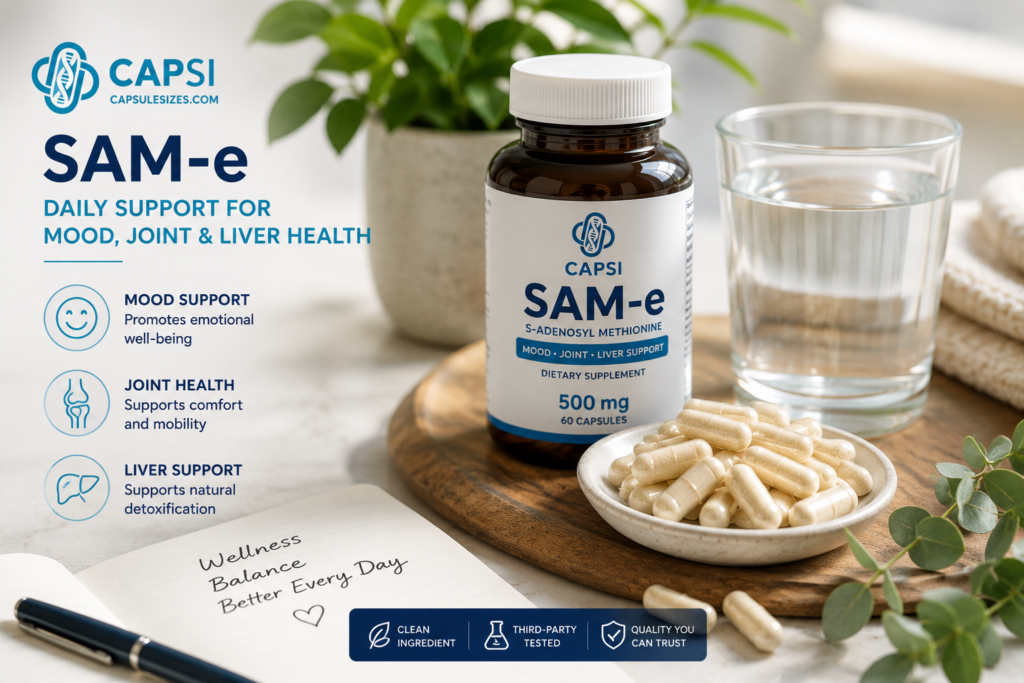 SAM-e supplement lifestyle and wellness concept