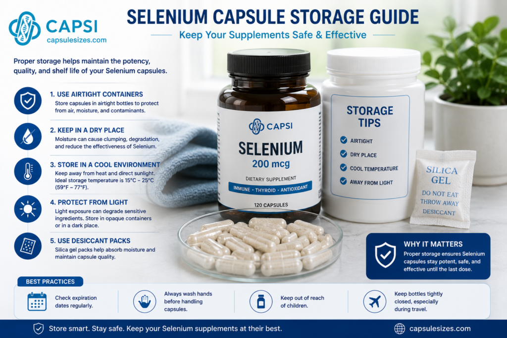 Proper storage guide for selenium capsules and supplements