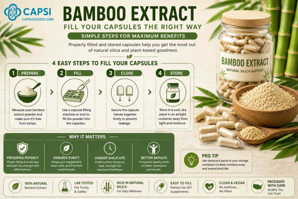 Silica-rich bamboo extract capsule size guide