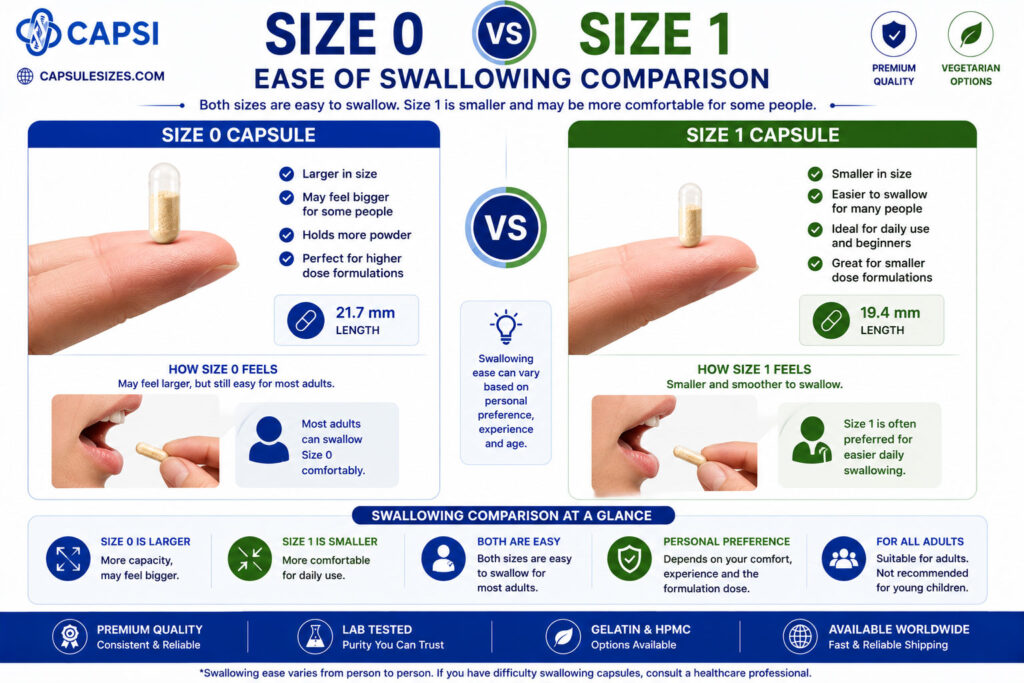 Ease of swallowing comparison between size 0 and size 1 capsules