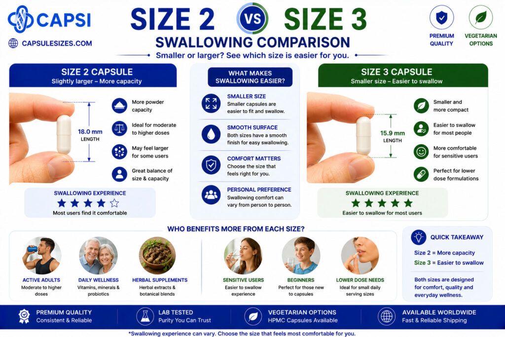 Ease of swallowing comparison between size 2 and size 3 capsules