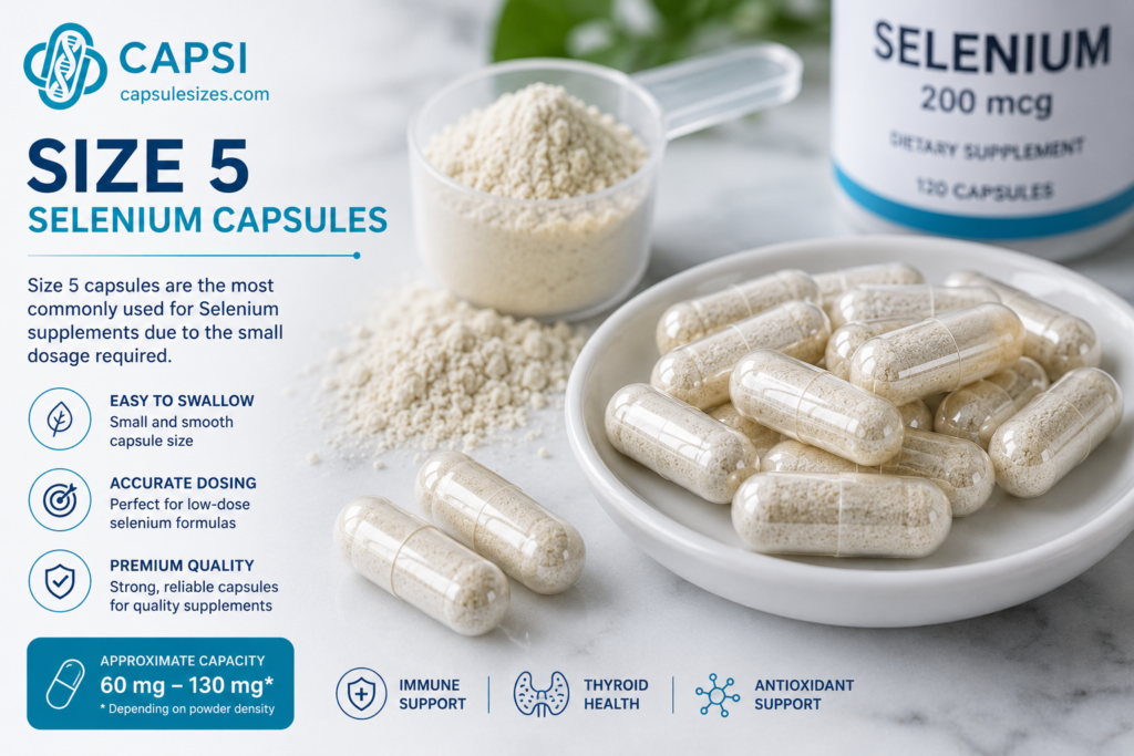 Size 5 capsules commonly used for selenium supplements