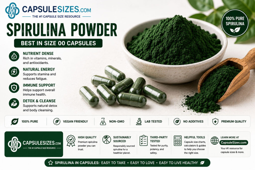 Spirulina powder in capsules