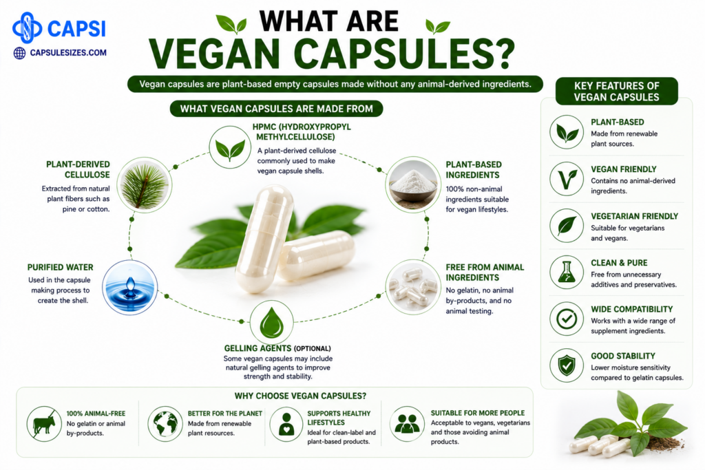 Infographic explaining what vegan capsules are made from