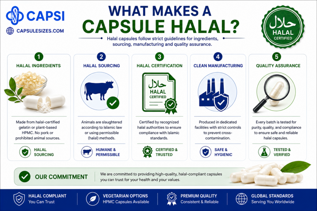 Infographic showing what makes capsules halal compliant