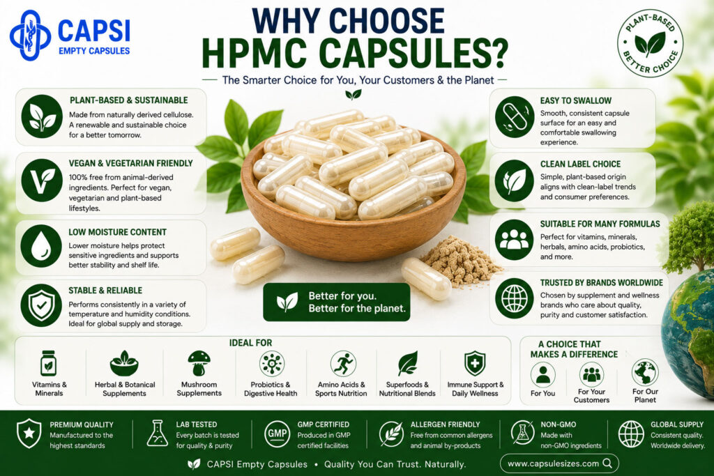 Reasons to choose HPMC capsules for supplements and nutritional products