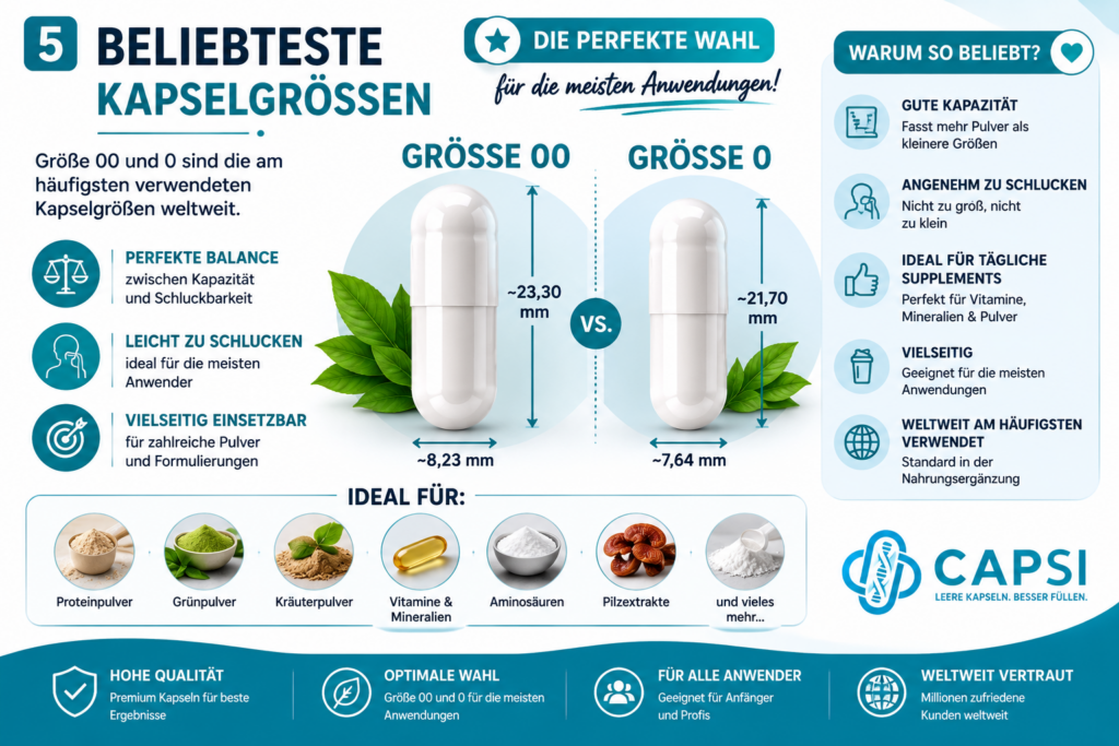 Beliebteste Kapselgrößen 00 und 0