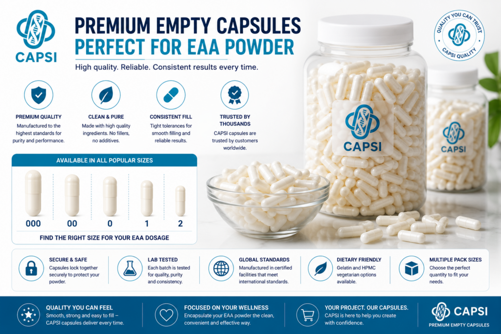 CAPSI empty capsules suitable for EAA powder filling