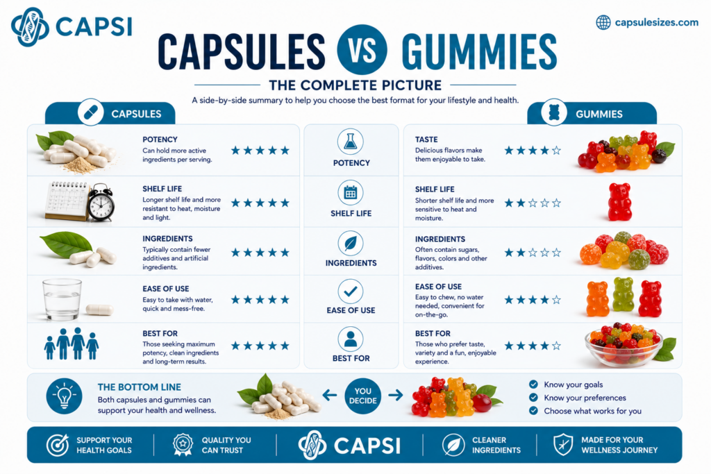 Daily supplement routine capsules vs gummies 