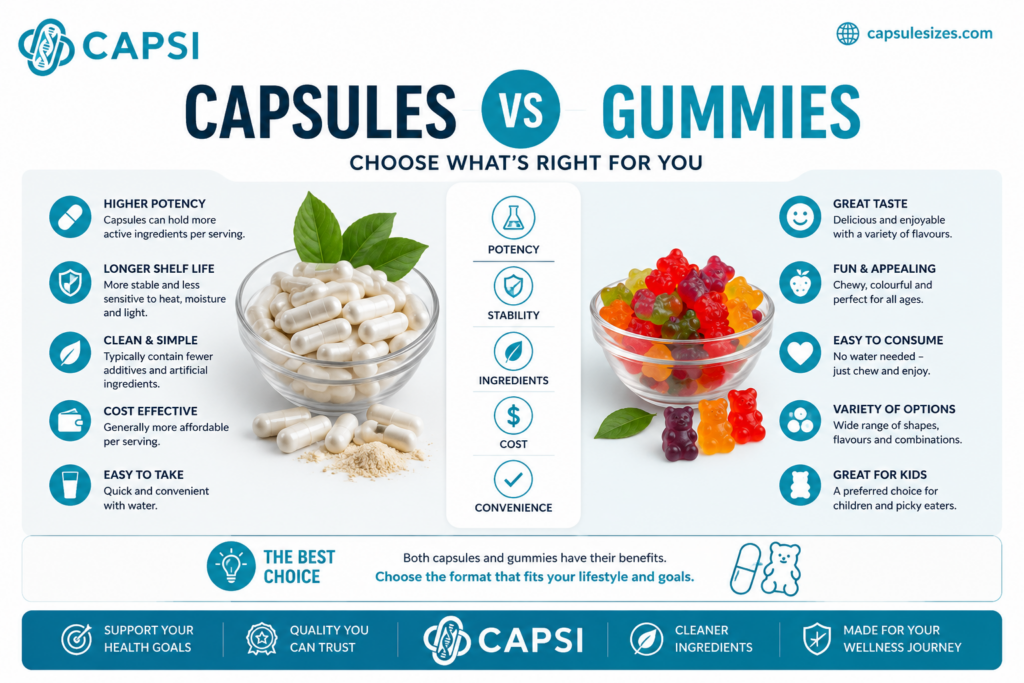 Capsules vs gummies supplement comparison 