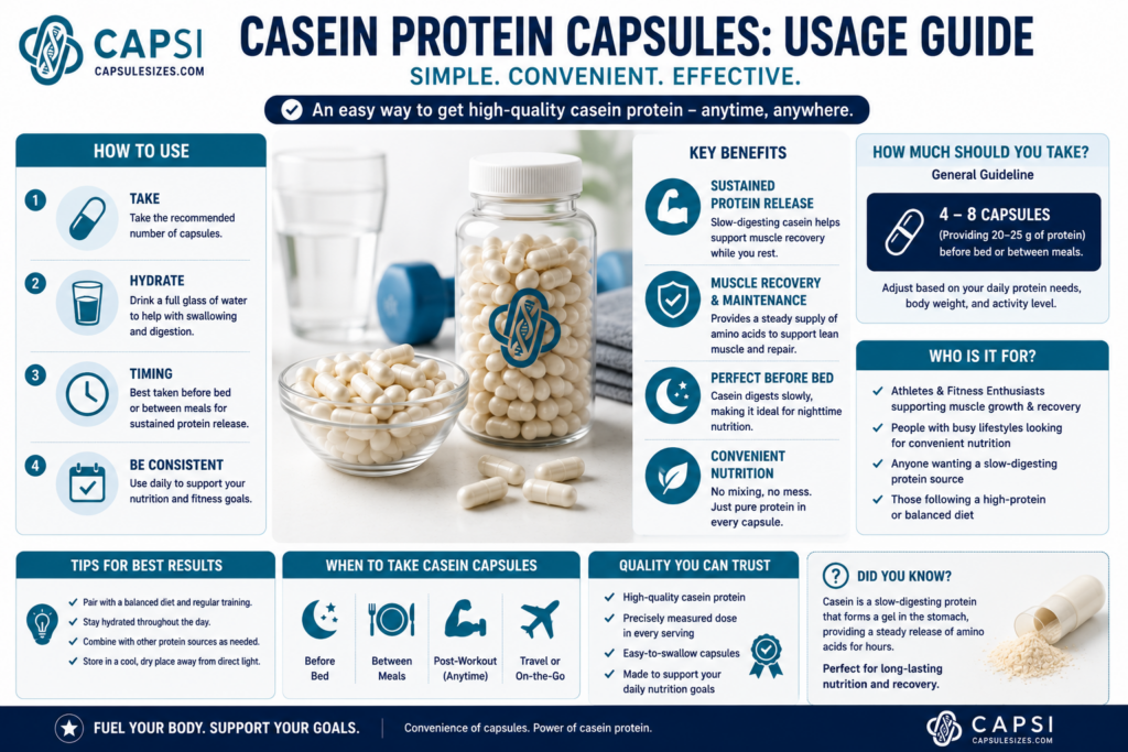 Casein protein capsules usage guide and supplement benefits
