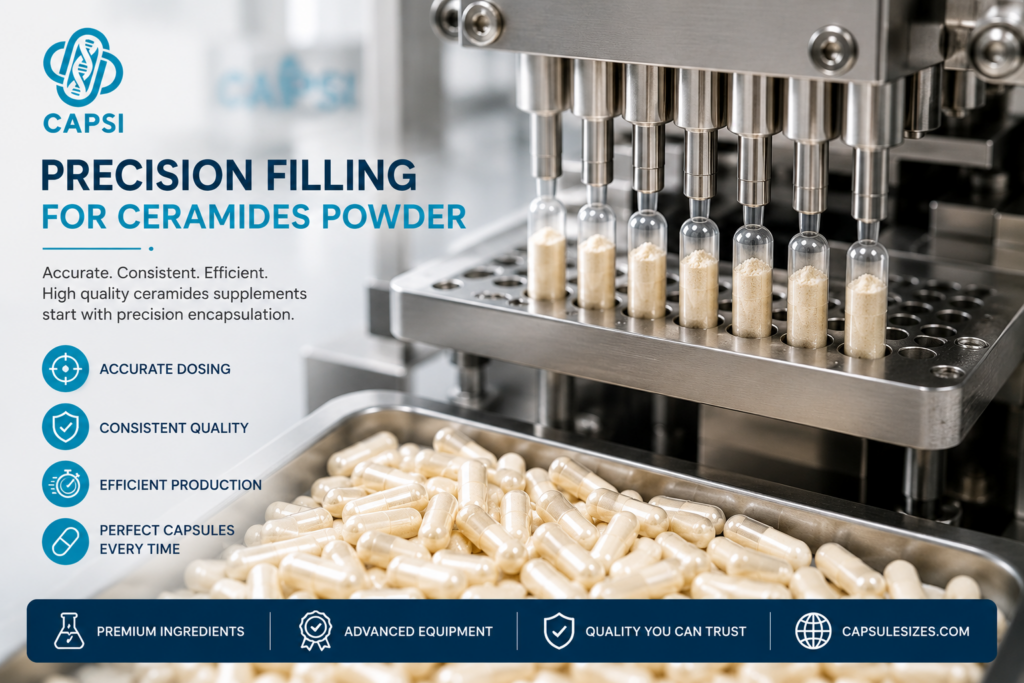 Filling ceramides powder into empty capsules