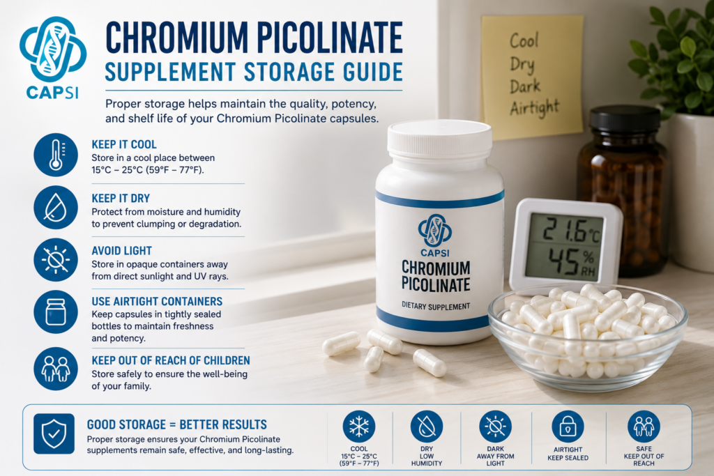Proper storage of chromium picolinate capsules