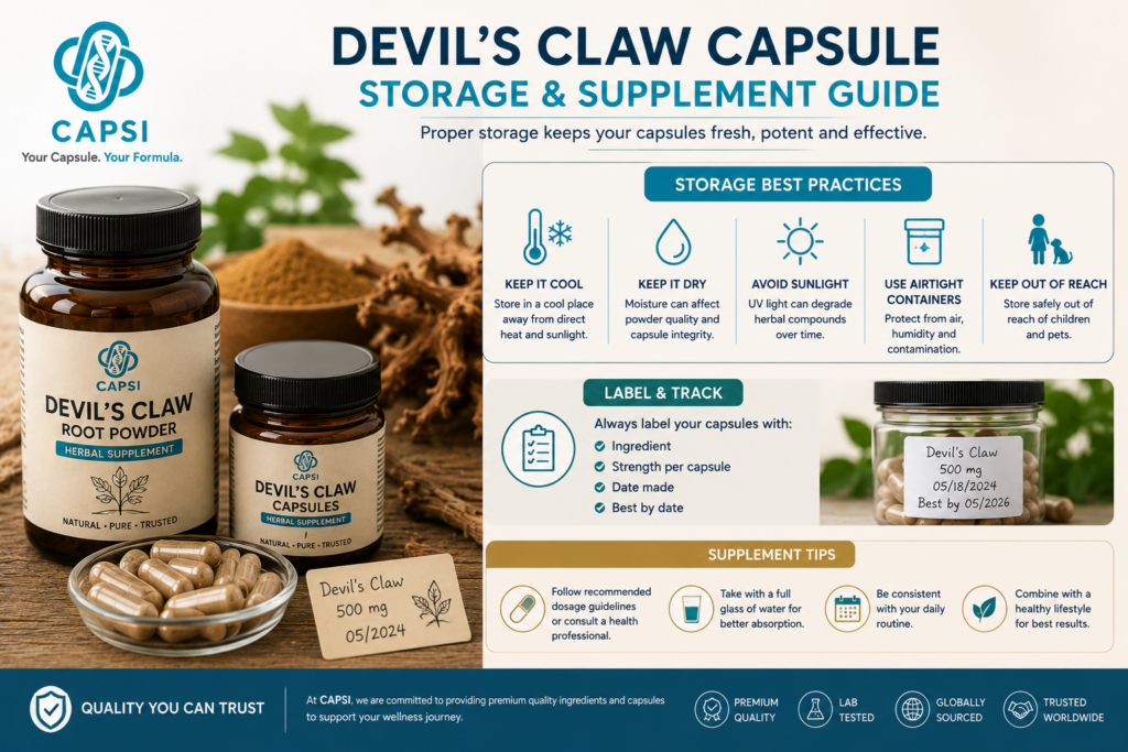 Proper storage guide for Devil’s Claw capsules