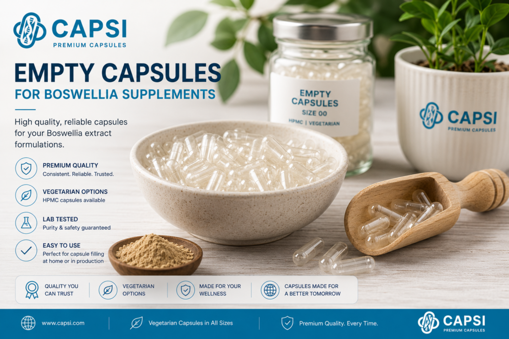 Empty capsules for Boswellia powder supplements 