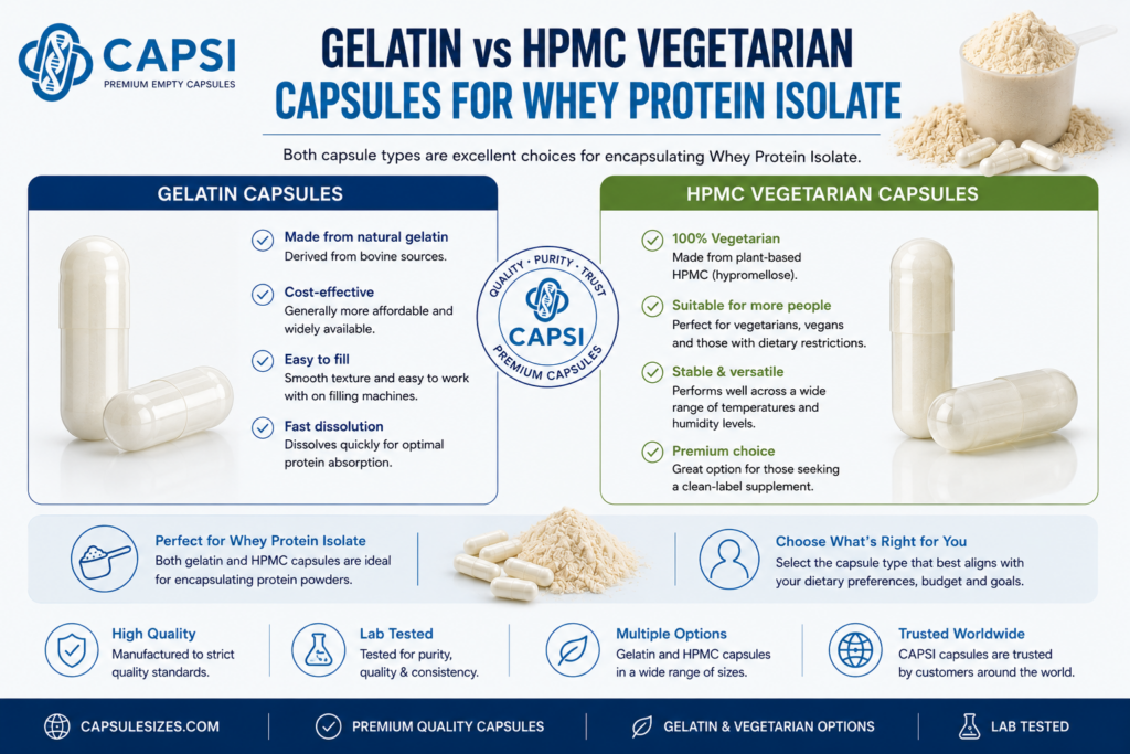 Gelatin versus vegetarian capsules for Whey Protein Isolate