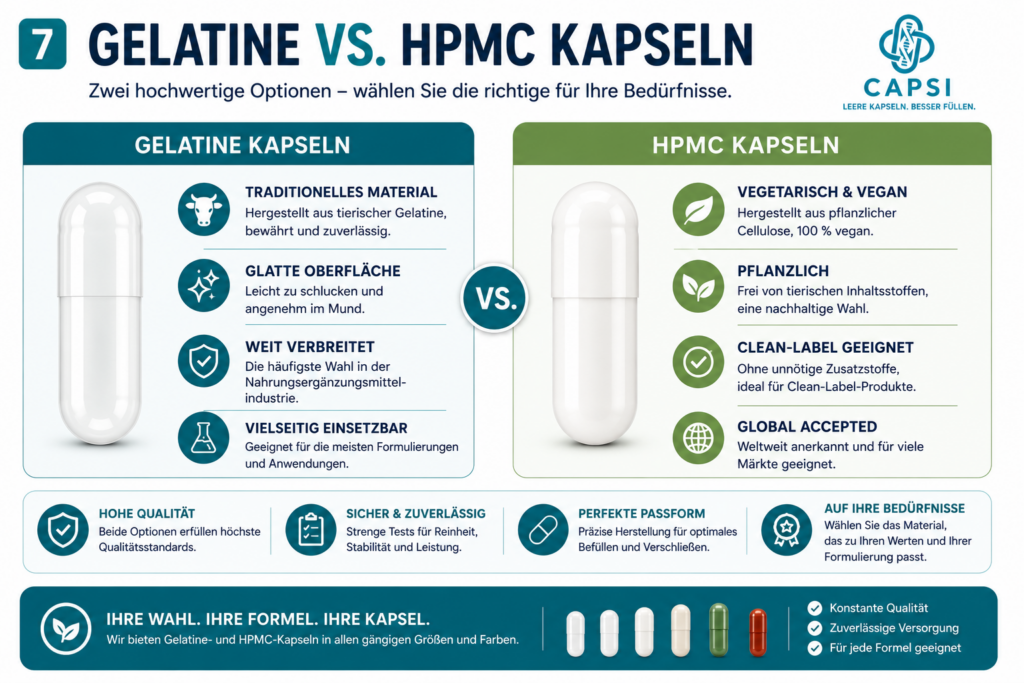 Vergleich Gelatine und HPMC Kapseln