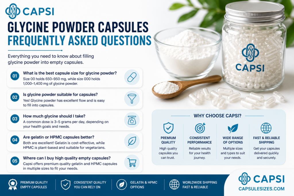 Frequently asked questions about glycine powder capsule sizes and filling