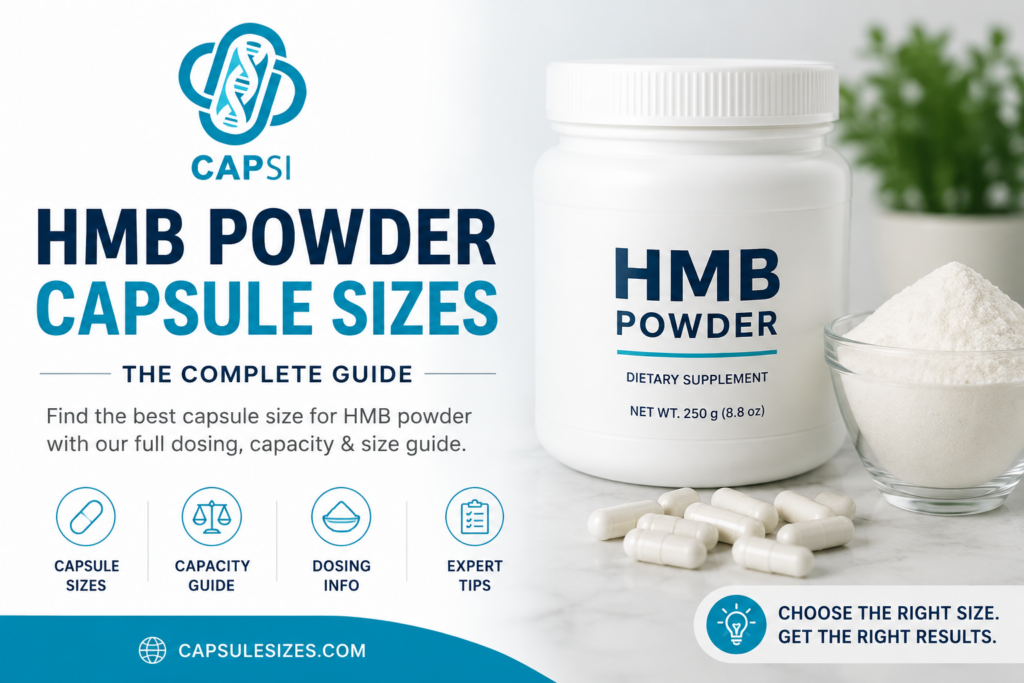 HMB powder capsule sizes guide showing the best capsule sizes for HMB powder
