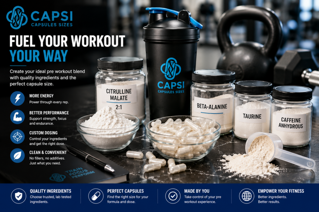 Homemade pre workout capsules with common pre workout ingredients
