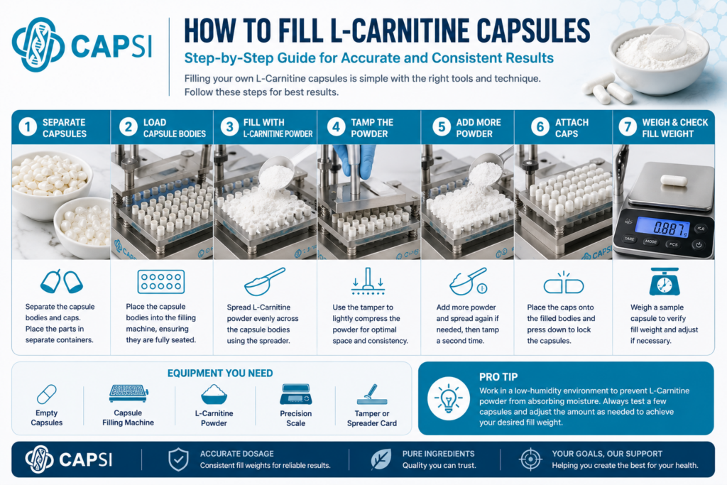 Step-by-step guide to filling L-Carnitine capsules