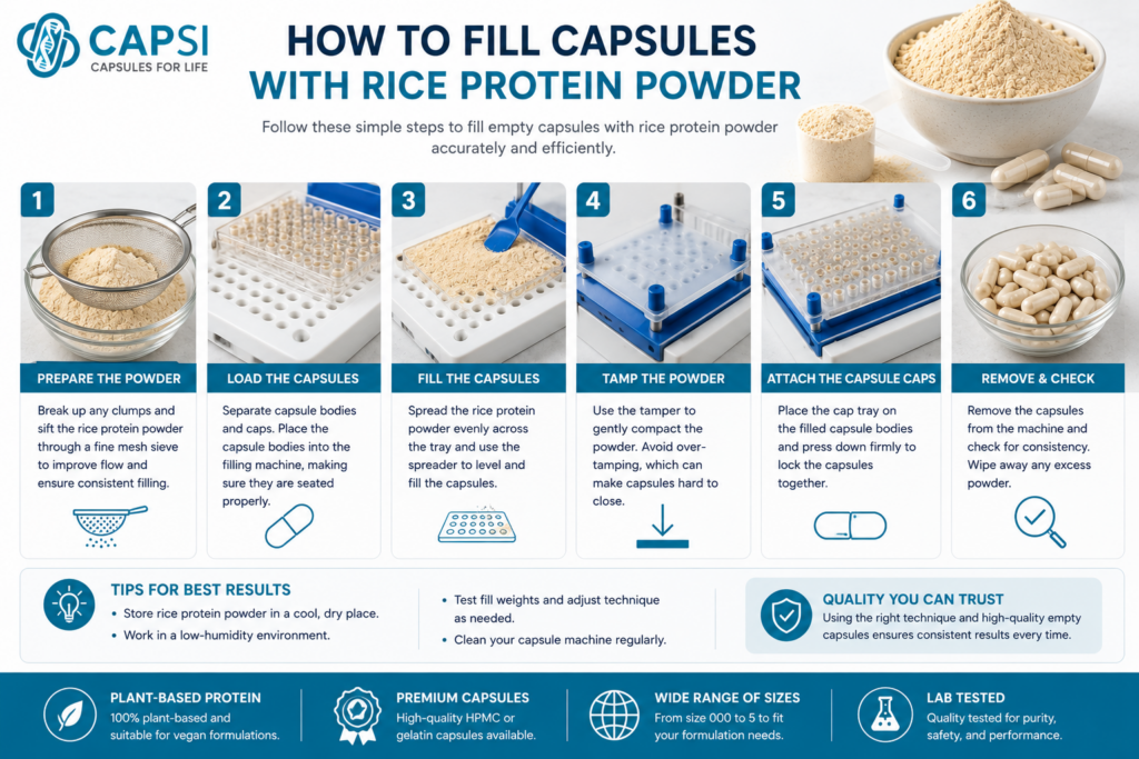 How to fill capsules with rice protein powder step by step guide