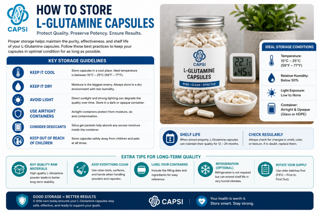How to store L-Glutamine capsules for long-term freshness