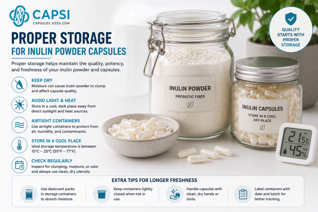 Proper storage for inulin powder capsules