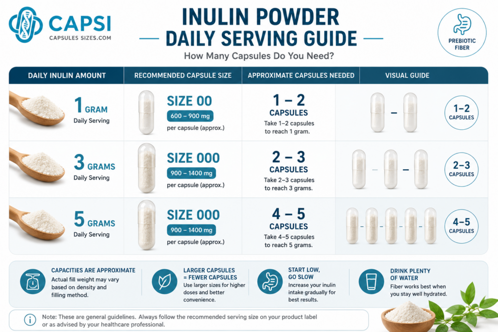Daily capsule serving guide for inulin powder