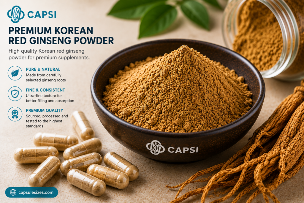 Fine Korean red ginseng powder for capsule supplements