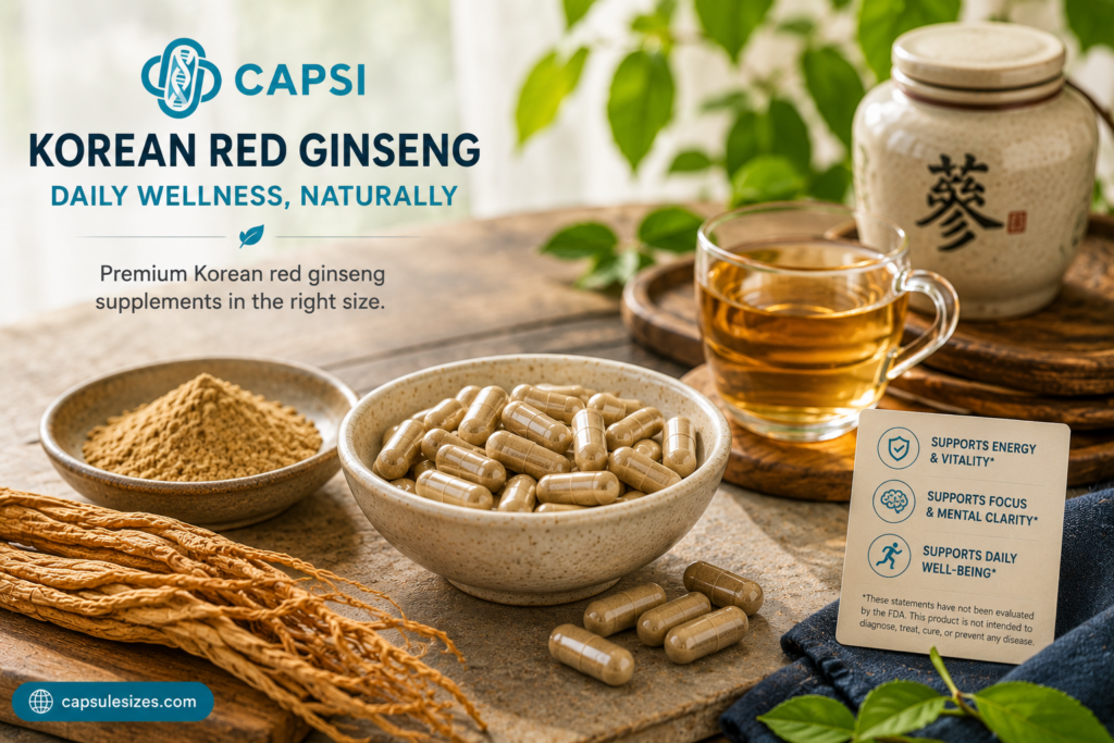 Daily Korean red ginseng capsule wellness supplement
