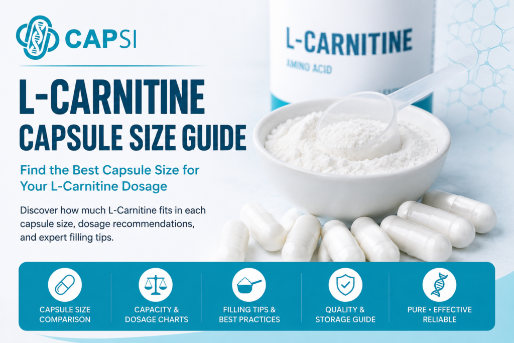L-Carnitine capsule size guide with empty capsules