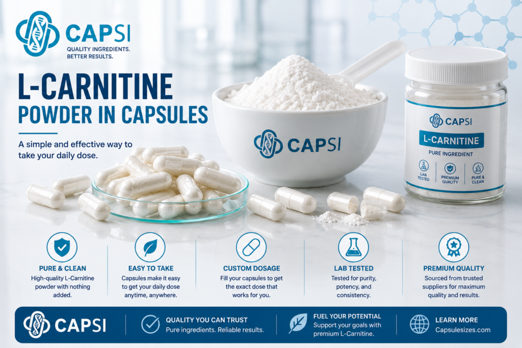 Empty capsules suitable for encapsulating L-Carnitine powder