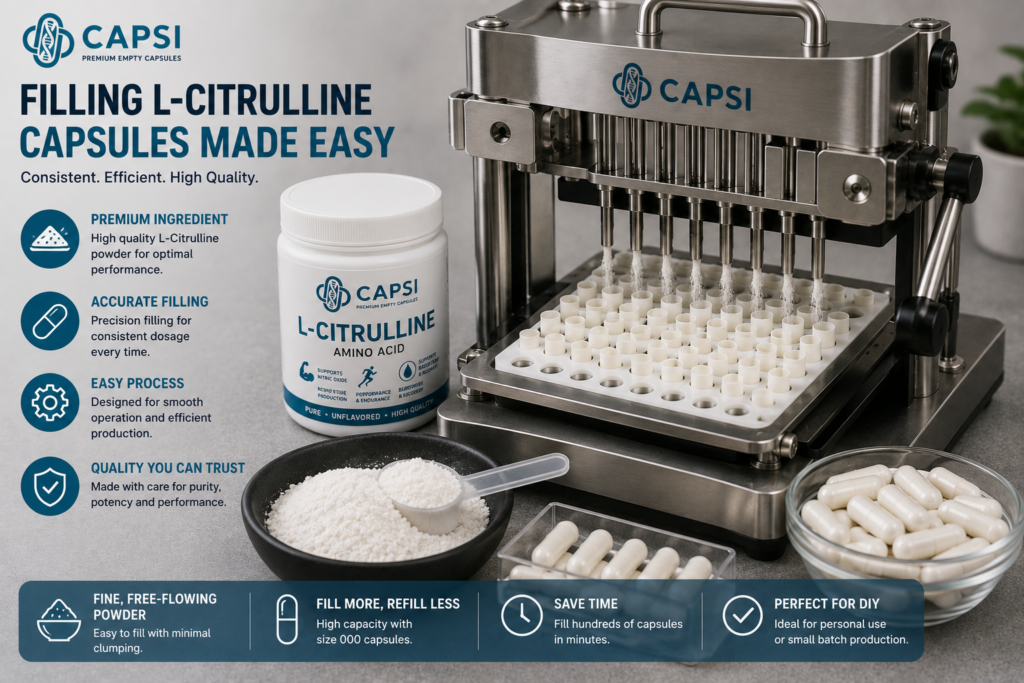 Capsule filling machine used for filling L-Citrulline powder capsules