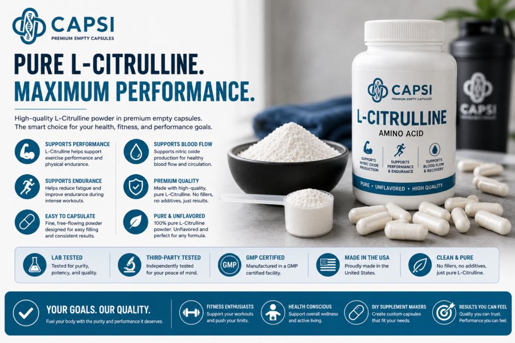 L-Citrulline capsule guide with dosage and capsule size information