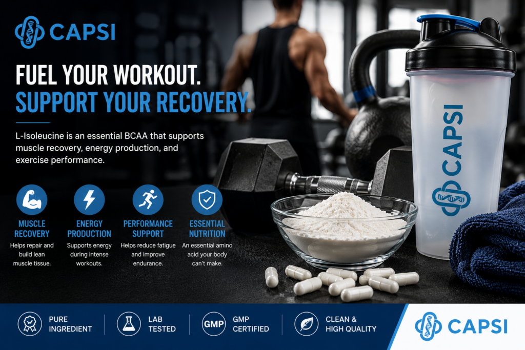 Fitness and recovery concept representing L-Isoleucine supplementation and BCAA nutrition