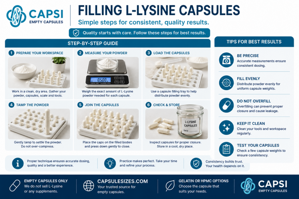 Frequently asked questions about L-Lysine capsule sizes and filling methods