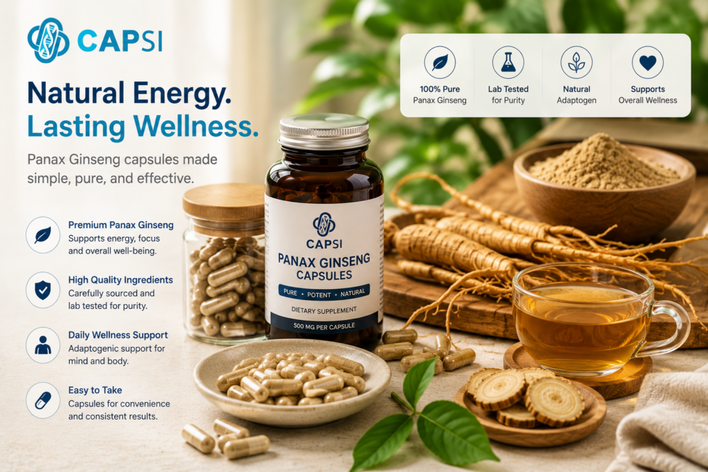 Panax ginseng wellness supplement lifestyle scene