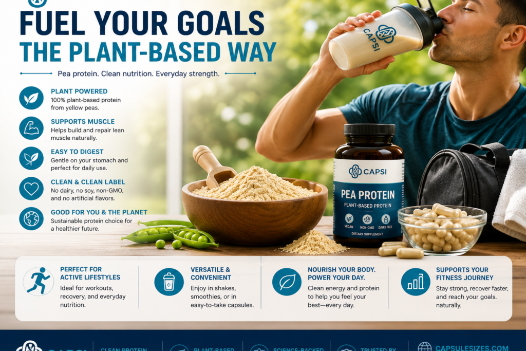 Active lifestyle and pea protein nutrition supplement concept