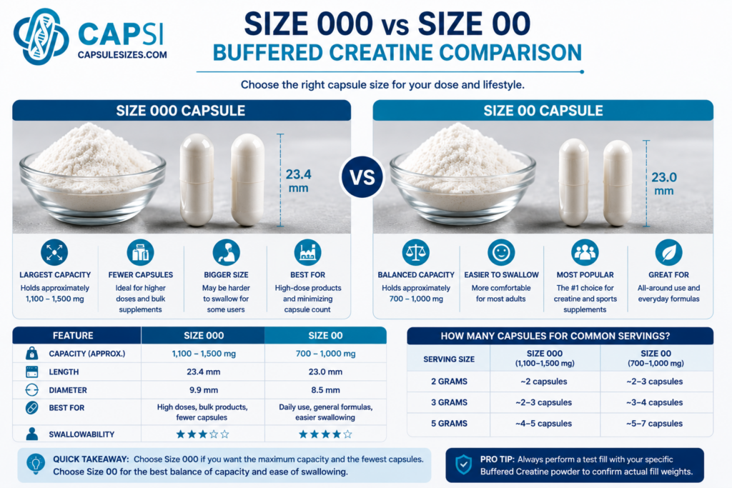 Size 000 and Size 00 capsules for Buffered Creatine 