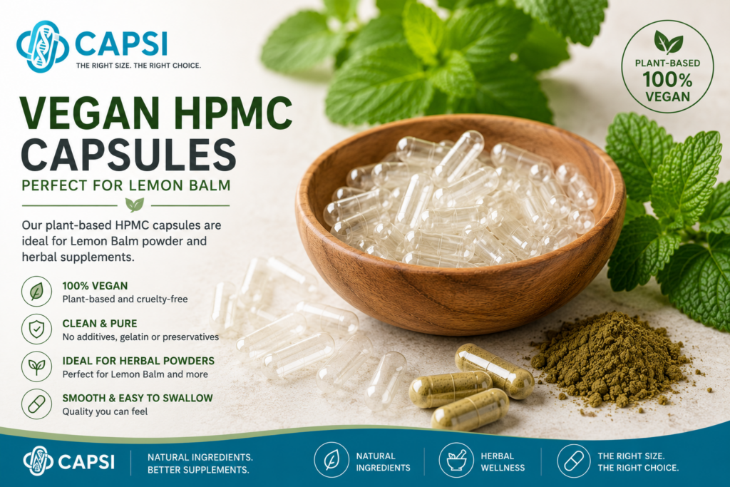 Vegan HPMC capsules for lemon balm supplements