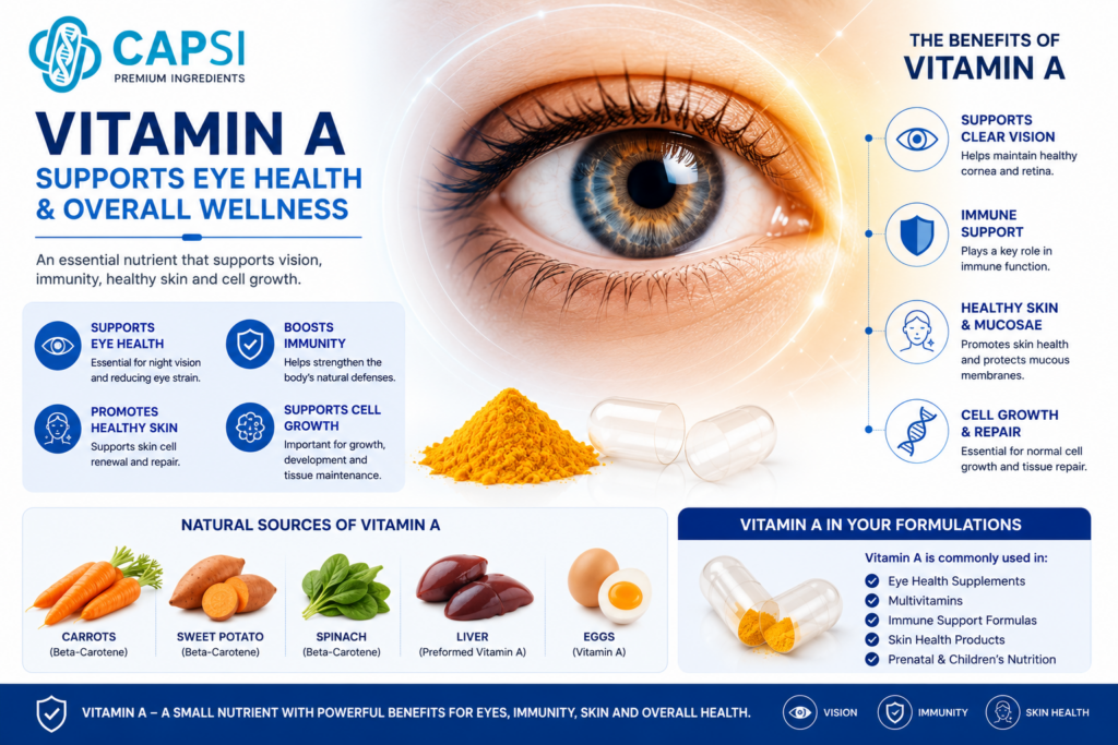 Vitamin A benefits for eye health, immunity, skin health and wellness