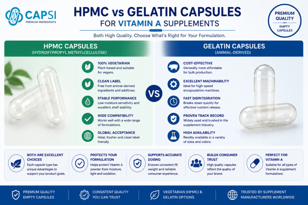 HPMC versus gelatin capsules for Vitamin A supplement formulations