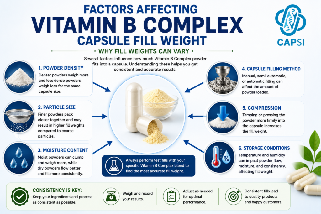 Factors affecting Vitamin B Complex capsule fill weight