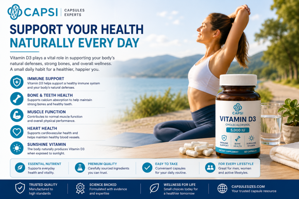 Healthy lifestyle image representing daily Vitamin D3 supplementation and wellness support