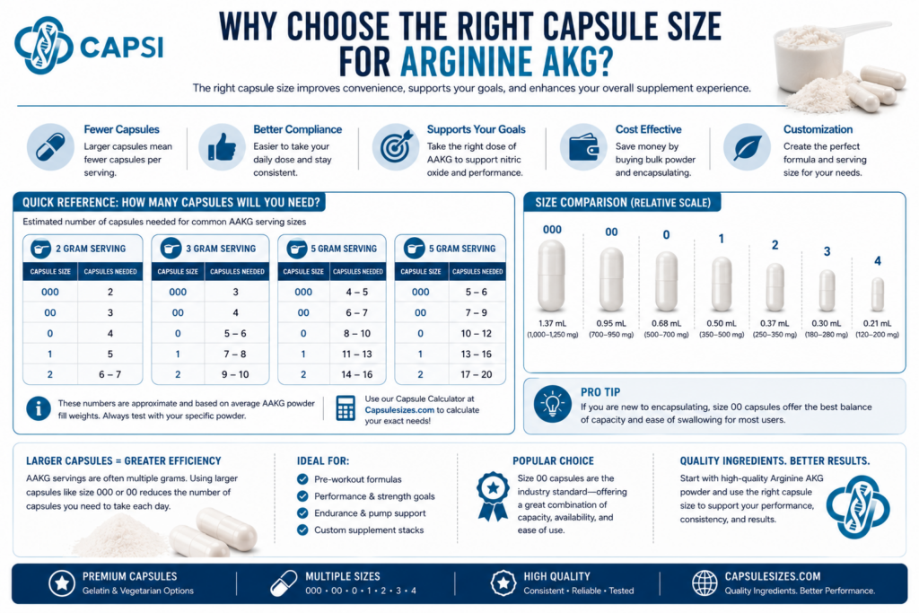 Benefits of choosing the right capsule size for Arginine AKG powder